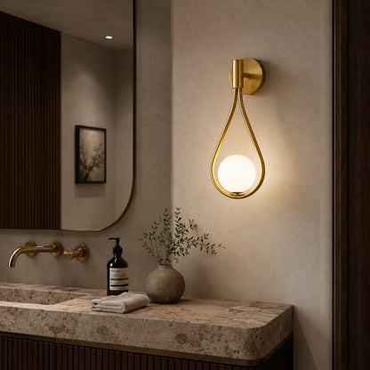 Brass Wall Light Glass Shade Adjustable LED Sconce
