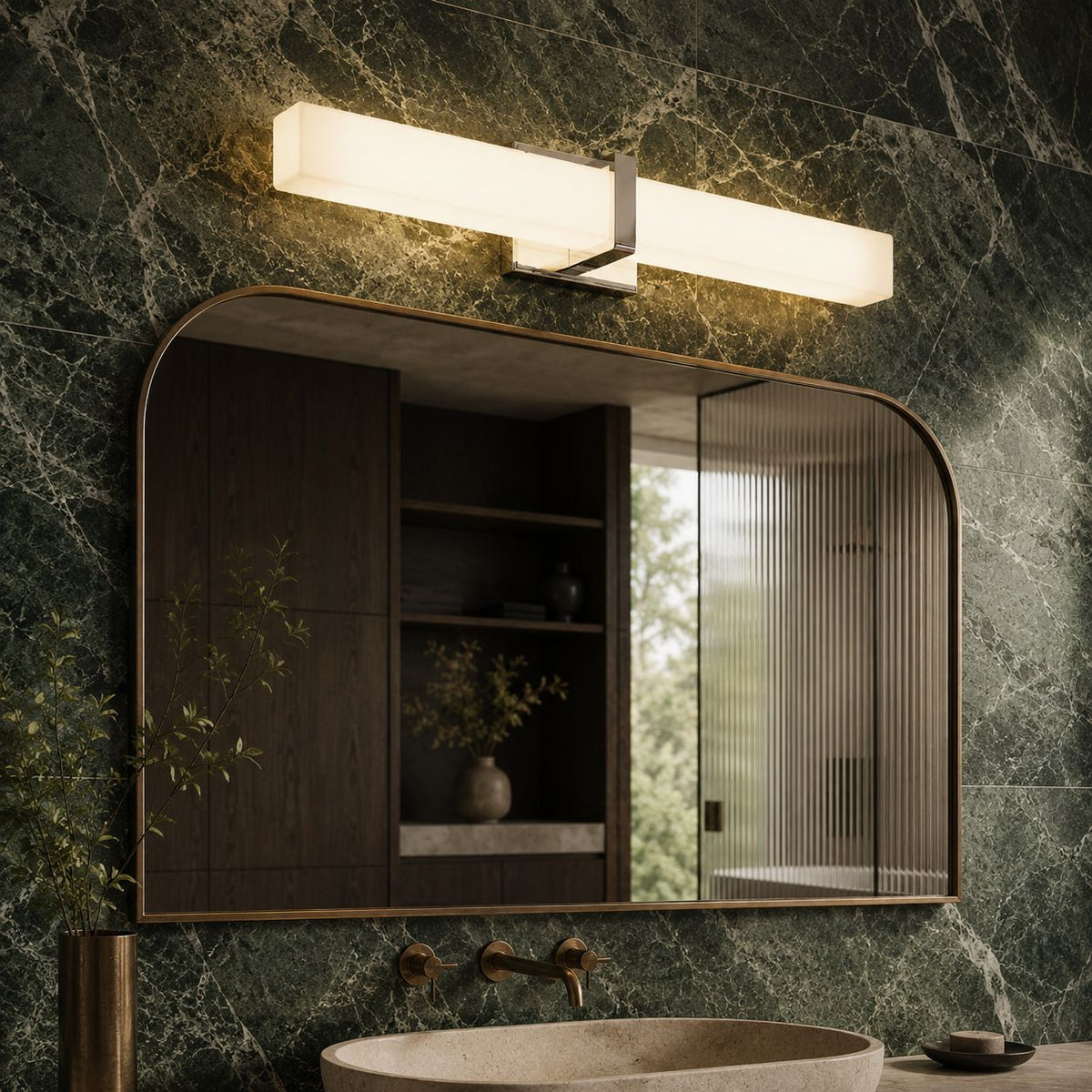 Stainless Steel Glass Panel LED Wall Light Bathroom & Hallway Sconce