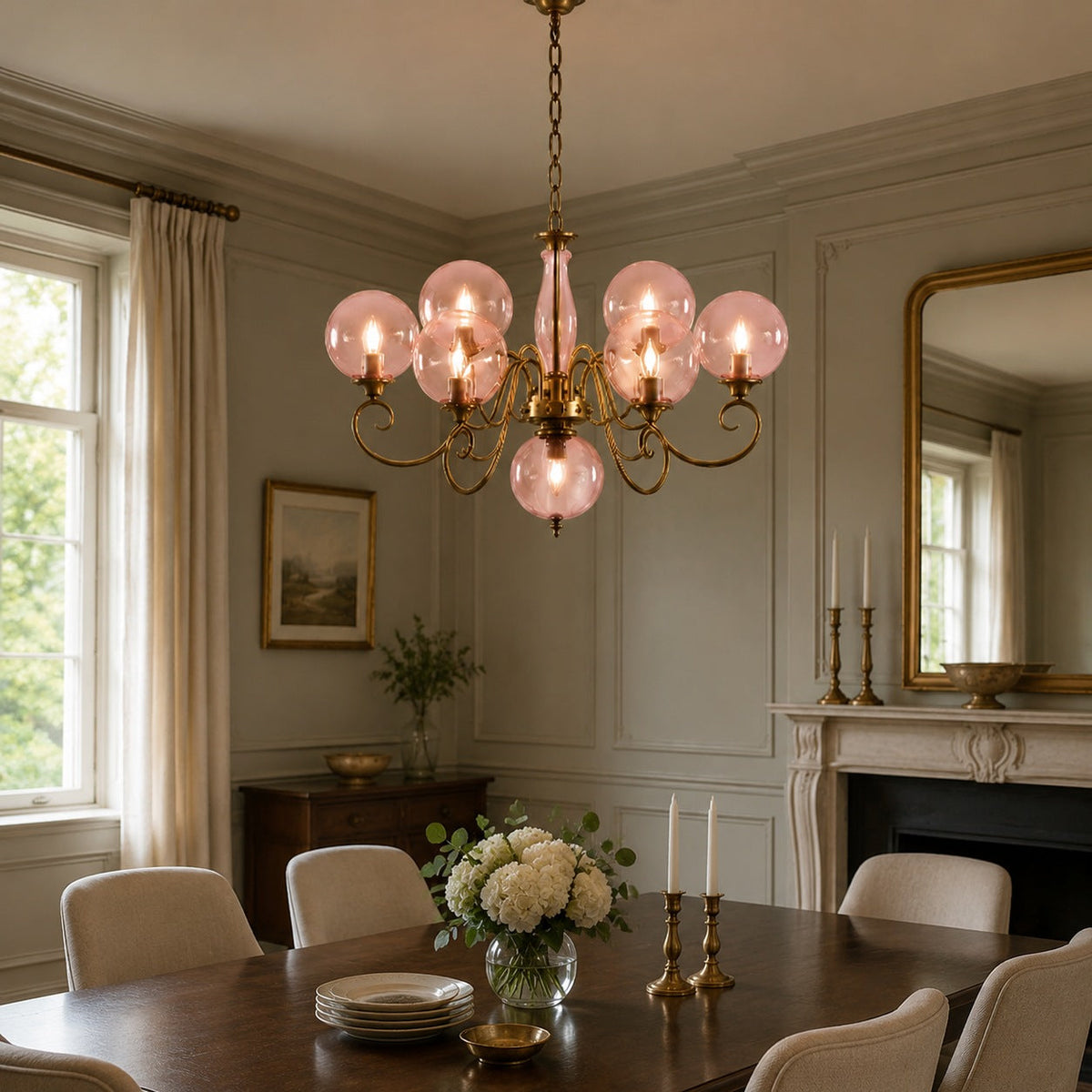 Glass Chandelier Hanging LED Light Fixture Adjustable