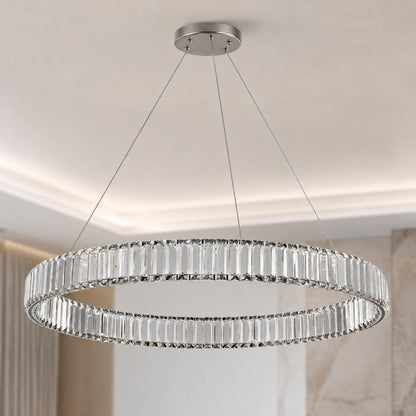 Crystal Chandelier Adjustable Hanging LED Fixture Round