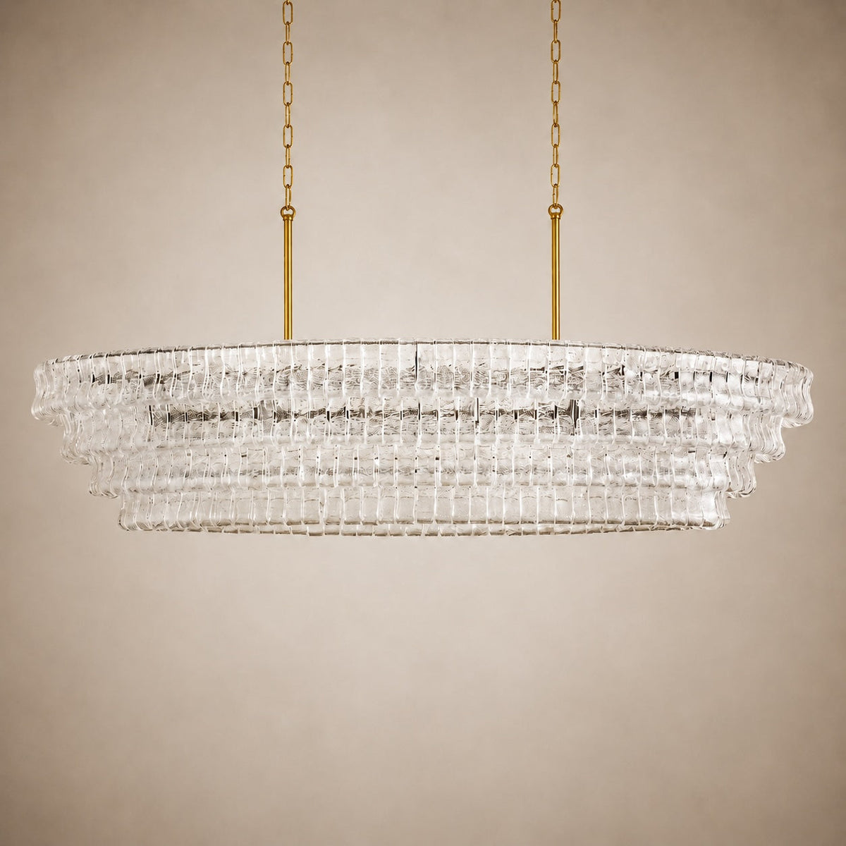 Oval Steel Chandelier Adjustable Hanging LED Light