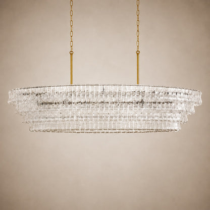 Oval Steel Chandelier Adjustable Hanging LED Light