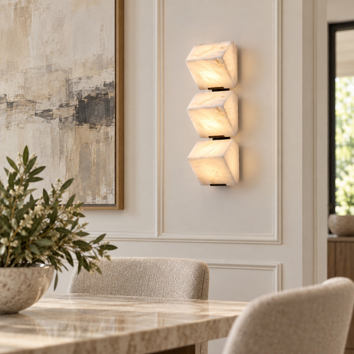 Stepped Alabaster Wall Light LED Wall Mounted Sconce