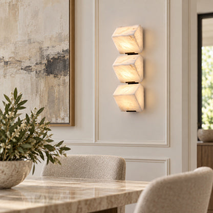 Stepped Alabaster Wall Light LED Wall Mounted Sconce