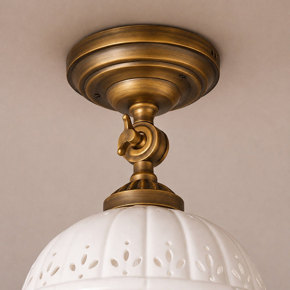 Antique Brass Ceramic LED Flush Mount Ceiling Light E27 Indoor