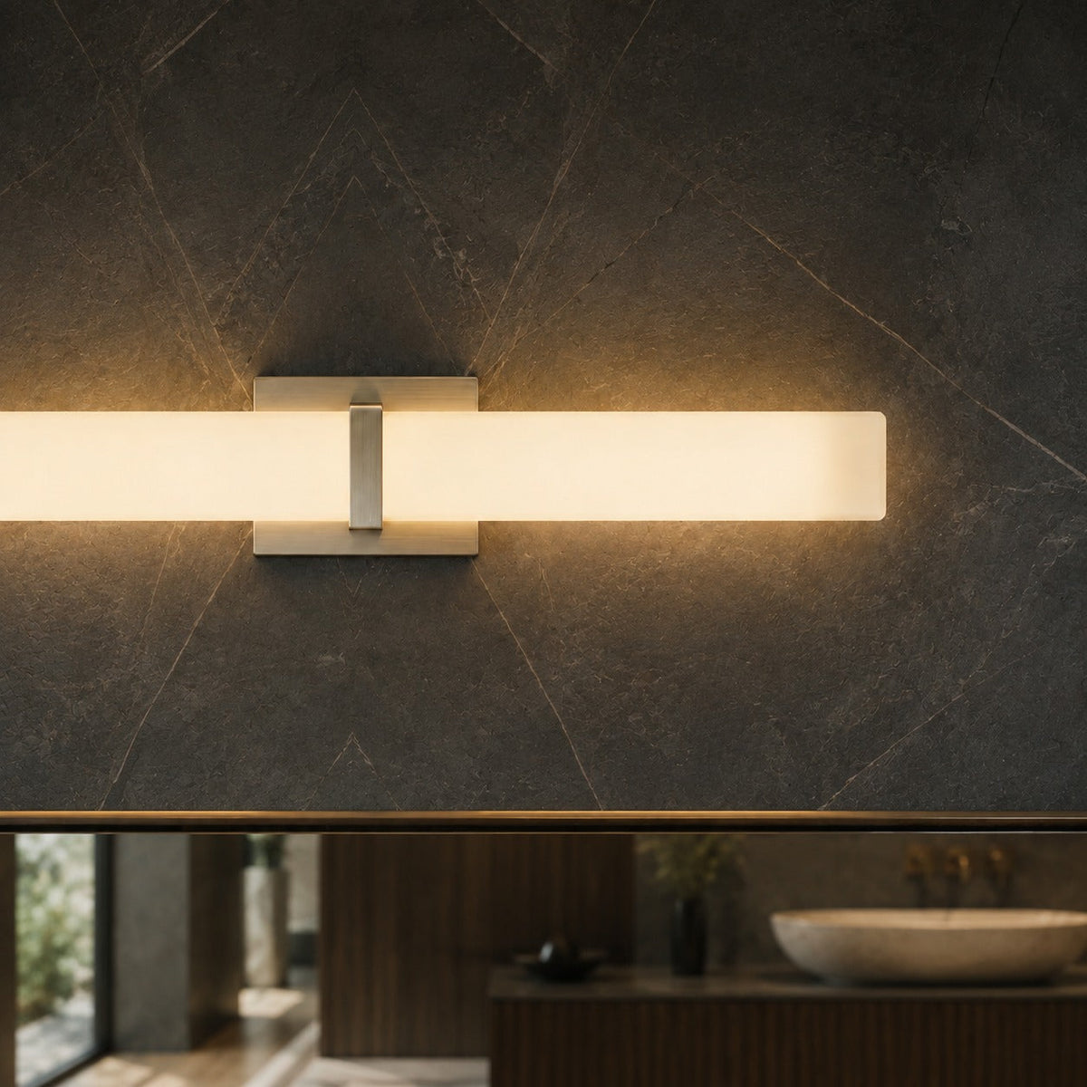 Stainless Steel Glass Panel LED Wall Light Bathroom & Hallway Sconce