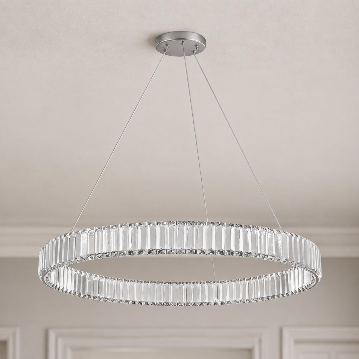 Crystal Chandelier Adjustable Hanging LED Fixture Round
