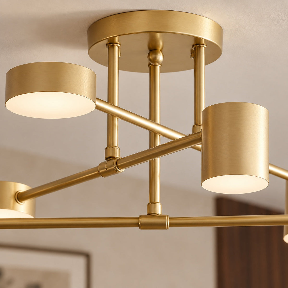 Sputnik Metal LED Flush Mount Ceiling Light 6-Arm Gold or Black Dimmable