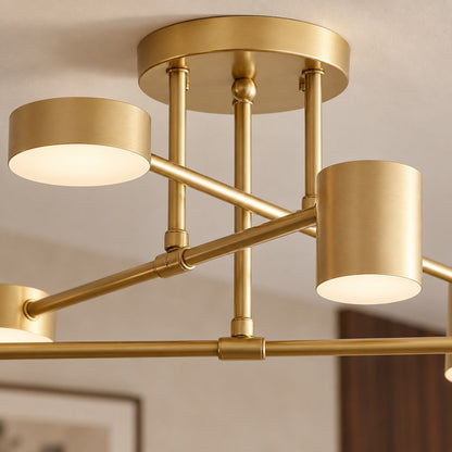 Sputnik Metal LED Flush Mount Ceiling Light 6-Arm Gold or Black Dimmable