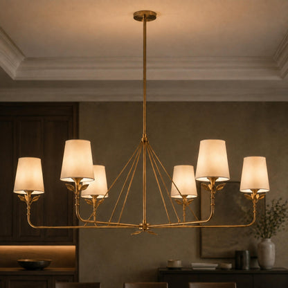 Branching Leaf Chandelier Antique Brass Metal LED