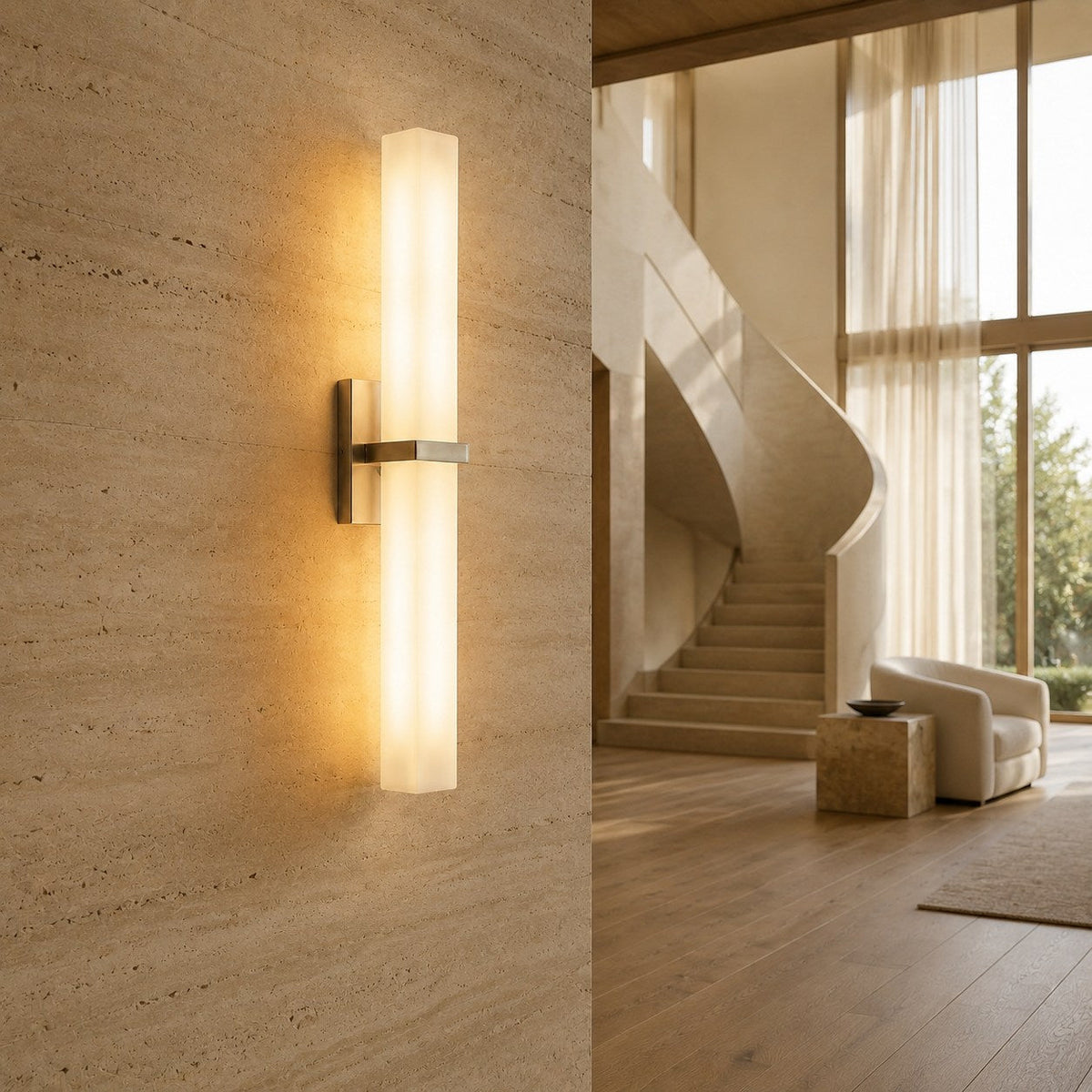 Stainless Steel Glass Panel LED Wall Light Bathroom & Hallway Sconce