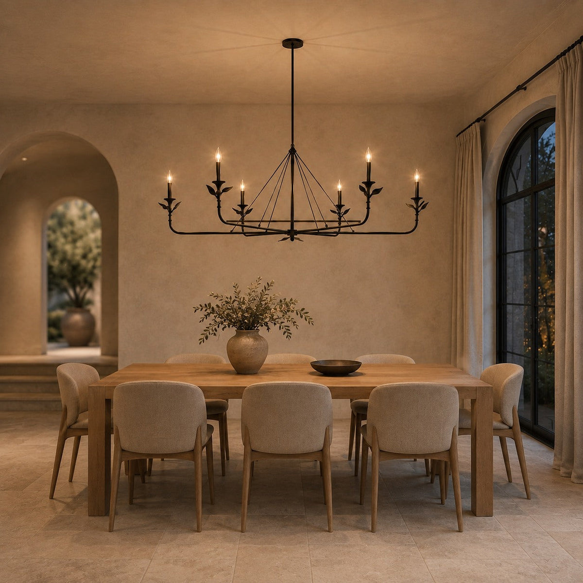 Branching Leaf Chandelier Antique Brass Metal LED