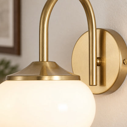 Copper Wall Light Pink Glass Shade LED Wall Sconce