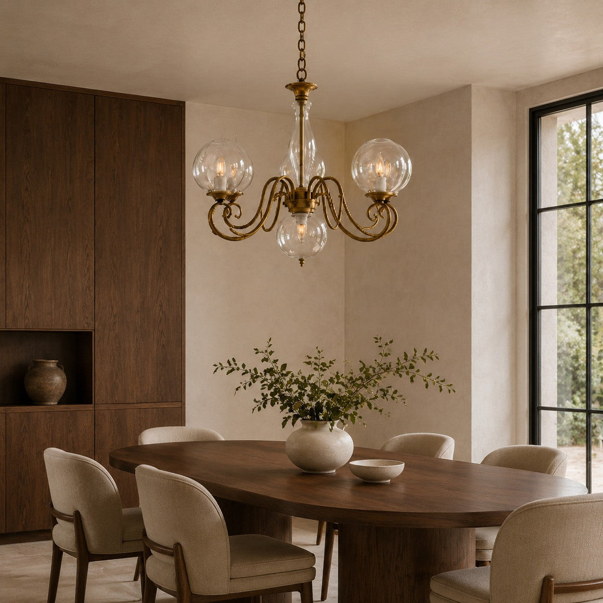 Glass Chandelier Hanging LED Light Fixture Adjustable