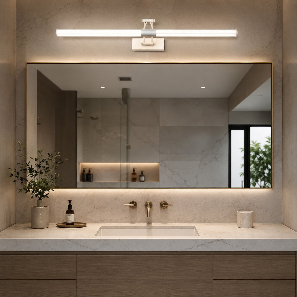 Foldable Twin-Arm LED Vanity Light 360° Acrylic Cylinder 48–78cm