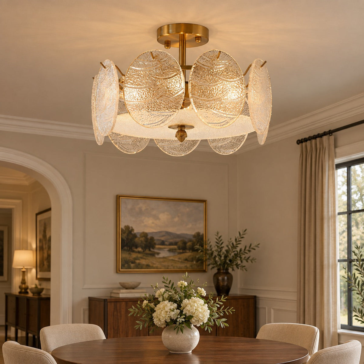 Copper Multi-Head LED Flush Mount Ceiling Light 5 to 8 Light Warm White