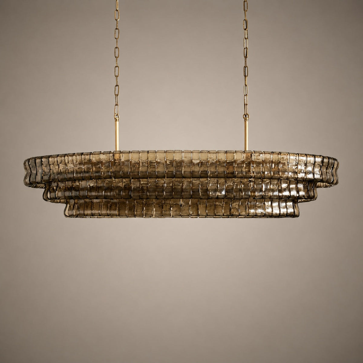 Oval Steel Chandelier Adjustable Hanging LED Light