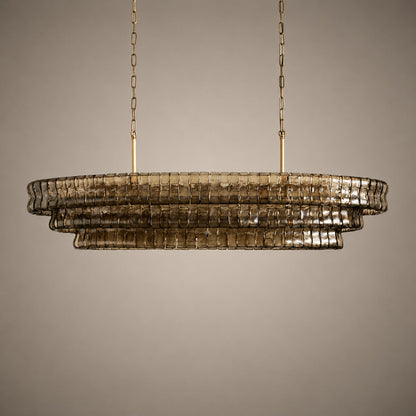 Oval Steel Chandelier Adjustable Hanging LED Light