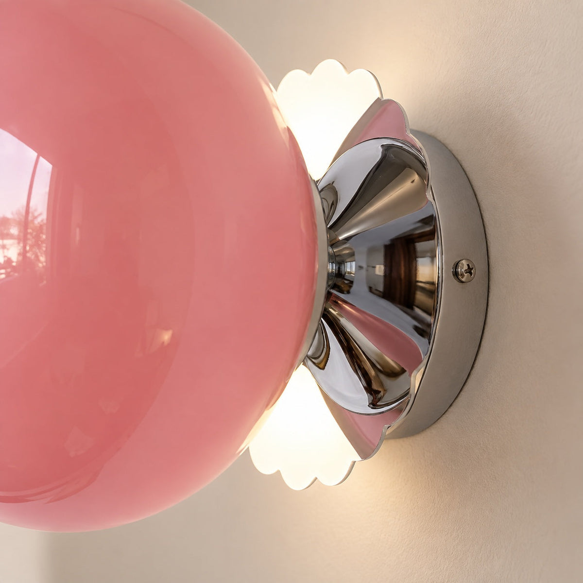 Marshmallow Glass Globe Wall Sconce Scalloped Metal LED