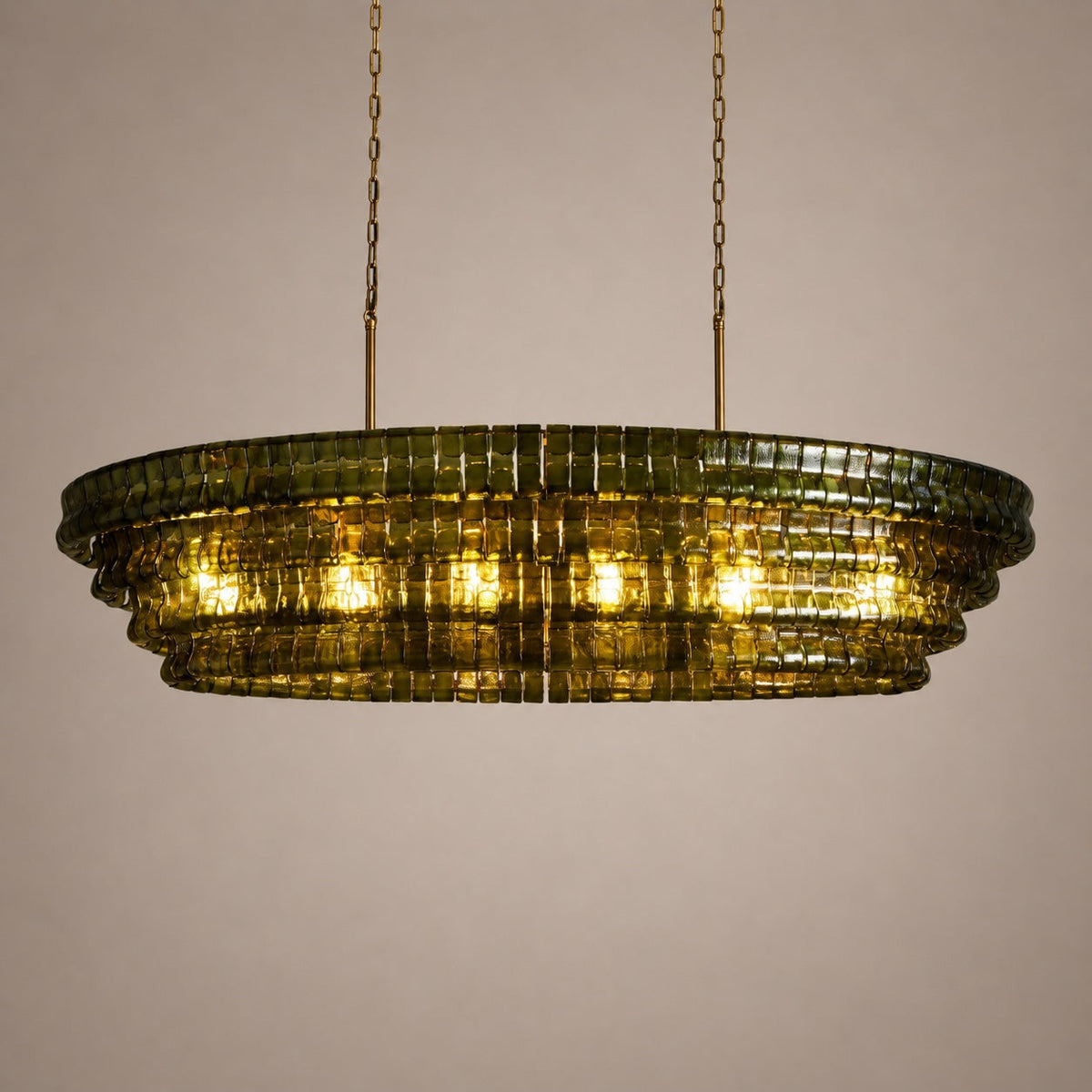 Oval Steel Chandelier Adjustable Hanging LED Light