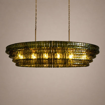 Oval Steel Chandelier Adjustable Hanging LED Light