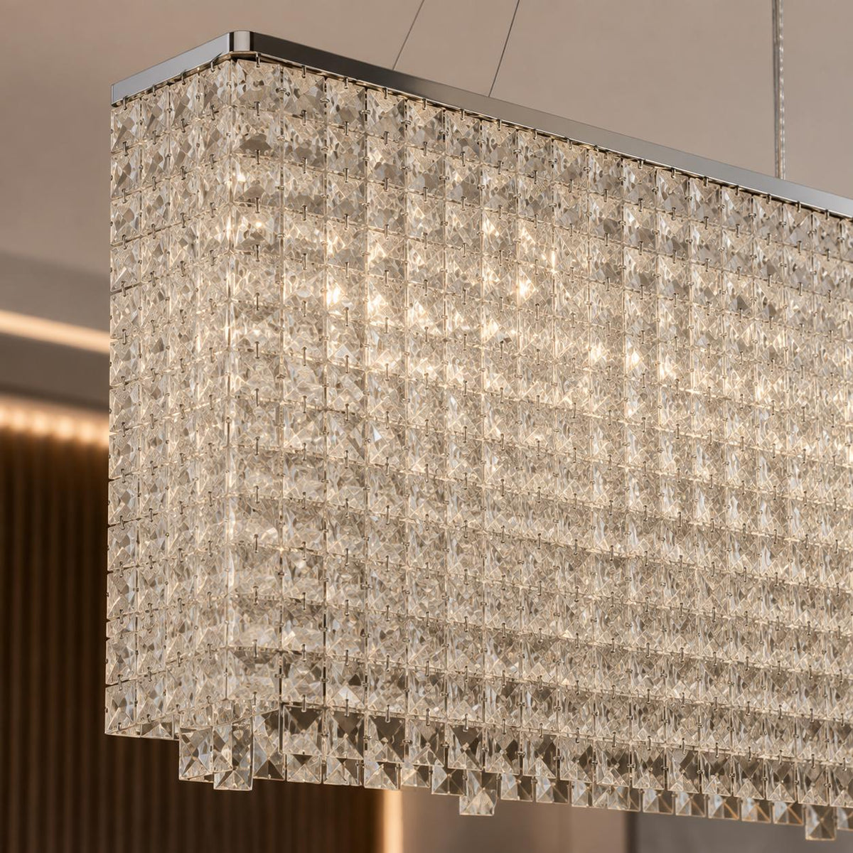 Crystal Chandelier Hanging LED Light Fixture Chrome
