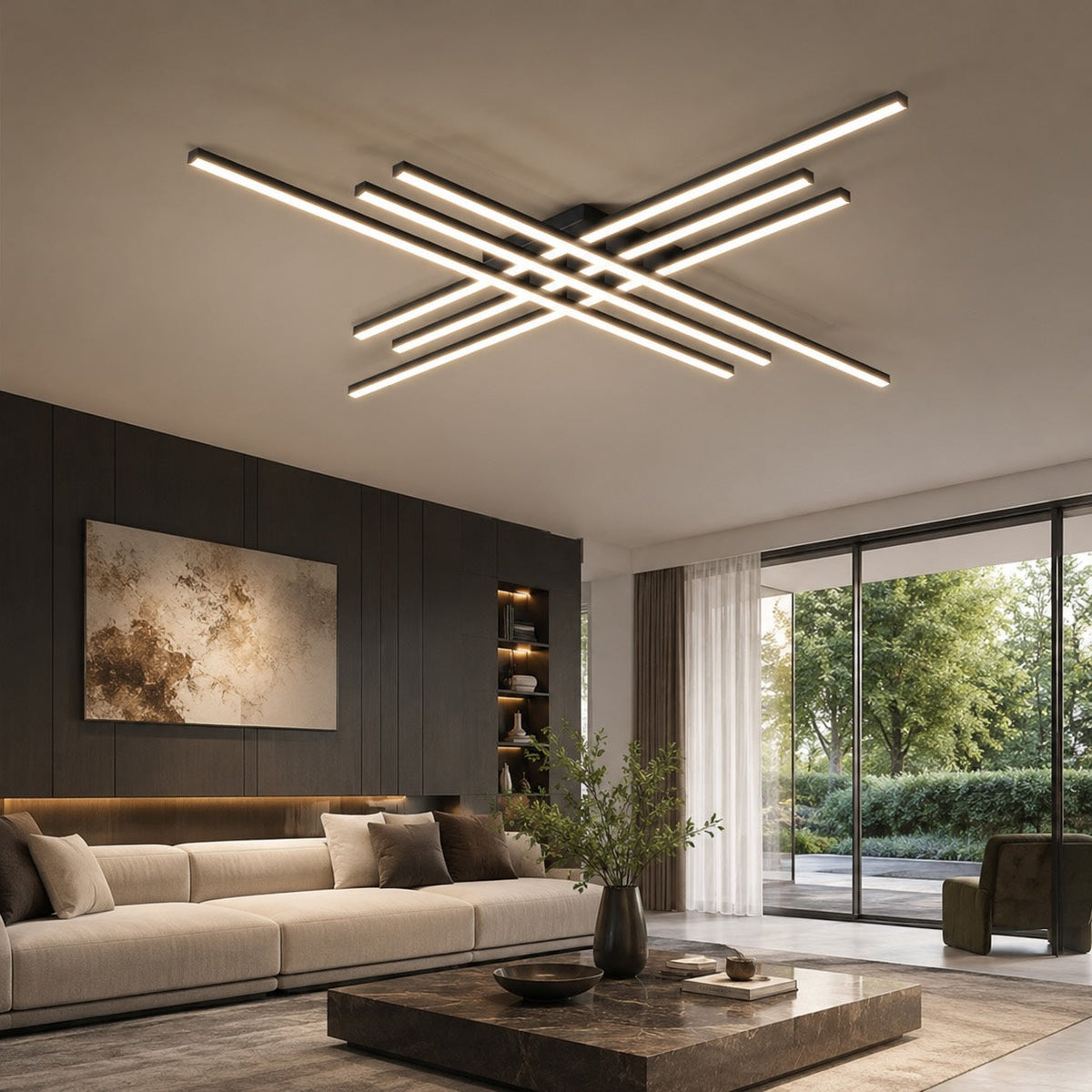 Long Strip LED Ceiling Light Iron Acrylic Adjustable Dimmable White or Black