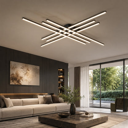 Long Strip LED Ceiling Light Iron Acrylic Adjustable Dimmable White or Black