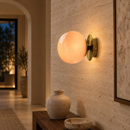 Marshmallow Glass Globe Wall Sconce Scalloped Metal LED