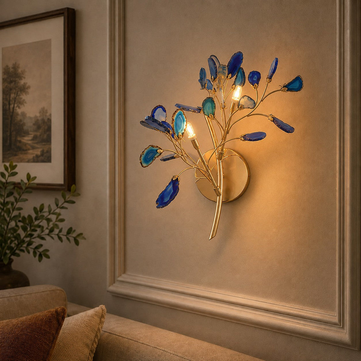 Contemporary Agate Wall Light Metal Fixture Wall