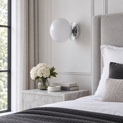 Marshmallow Glass Globe Wall Sconce Scalloped Metal LED