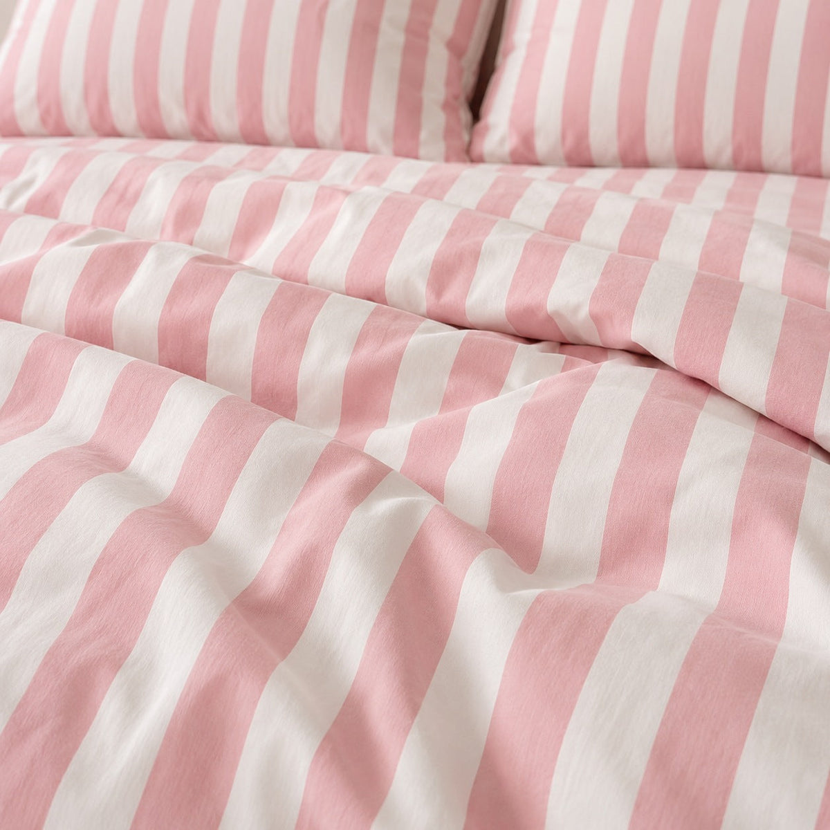 Pastel Striped Cotton Blend Bedding Set with Duvet Cover and Sheet