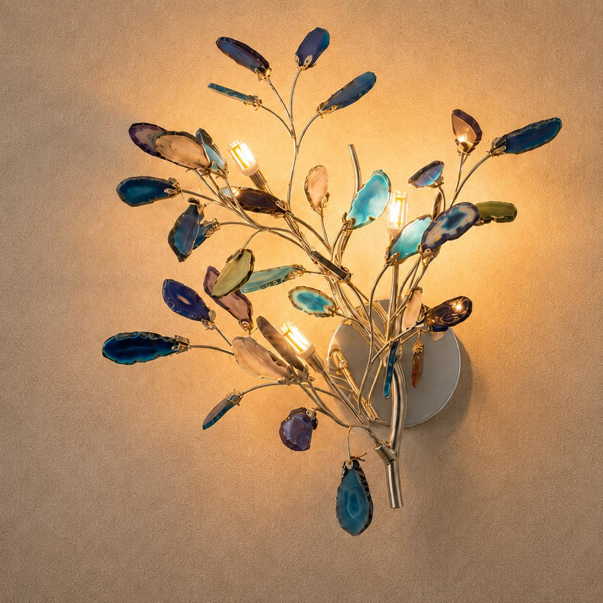Contemporary Agate Wall Light Metal Fixture Wall