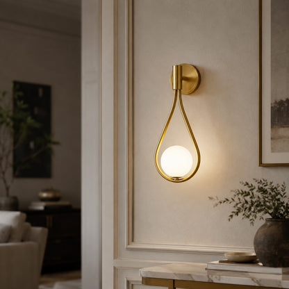 Brass Wall Light Glass Shade Adjustable LED Sconce
