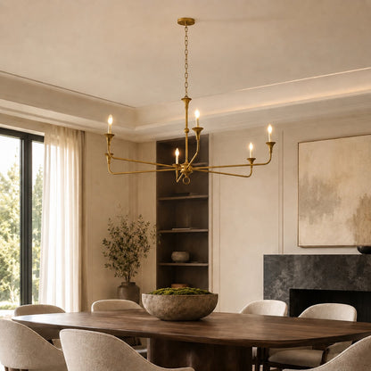 Candle Brass Chandelier E14 5-6 Head LED