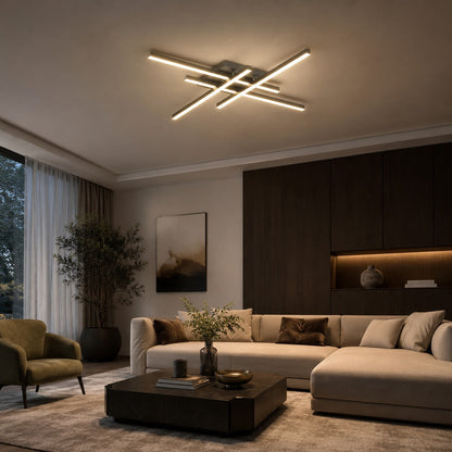 Long Strip LED Ceiling Light Iron Acrylic Adjustable Dimmable White or Black