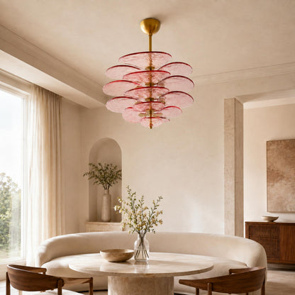 Layered Glass Leaf Chandelier Vintage Hanging LED
