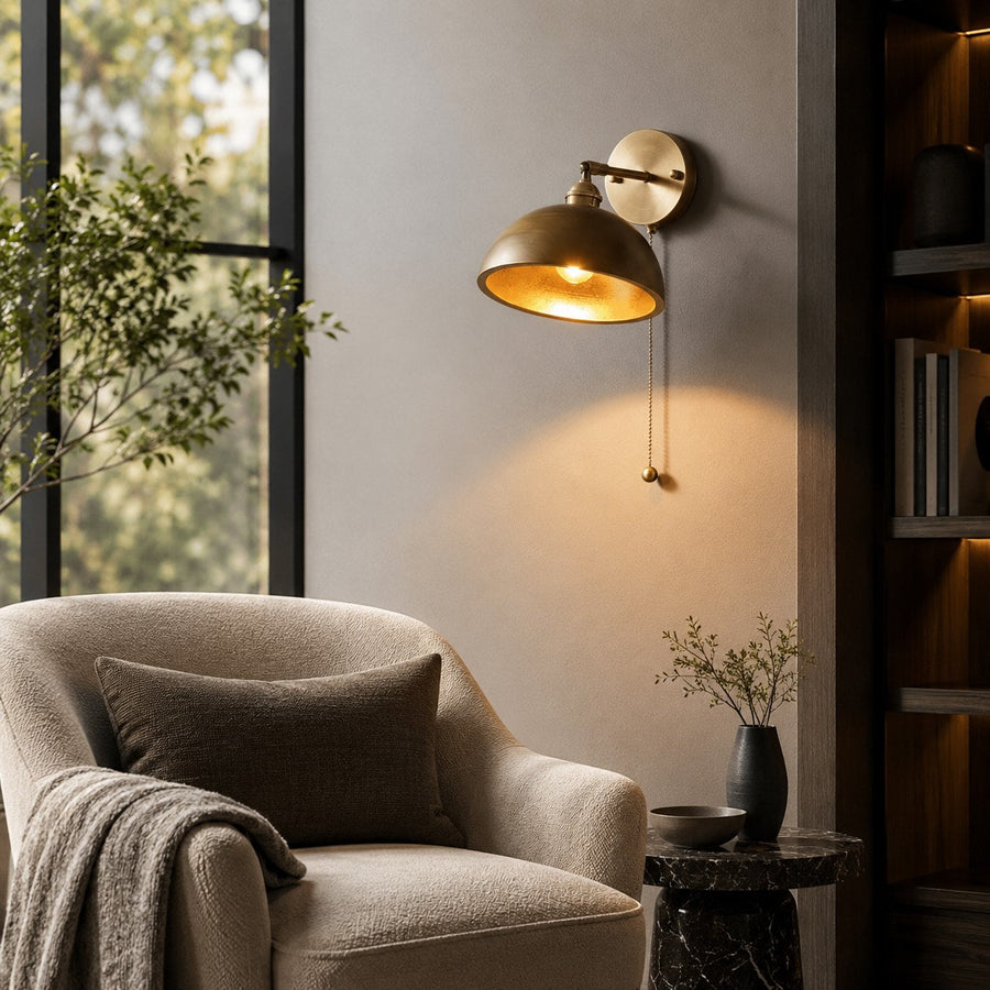 Rustic Wall Light Wooden Sconce Adjustable Brass