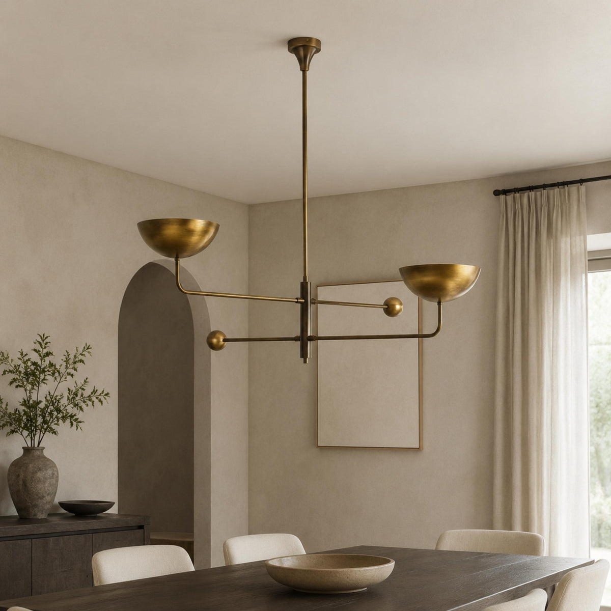 Antique Brass Metal Chandelier 5-Light LED
