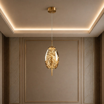 Modern Hanging Pendant Light Adjustable Smoky Glass