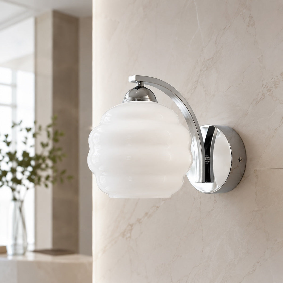 Art Deco Glass Wall Sconce Adjustable Metal LED Light