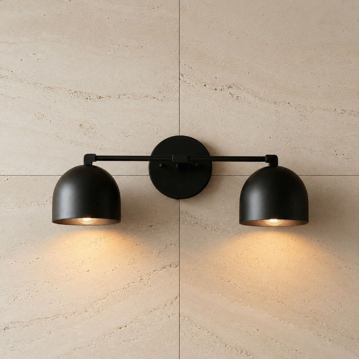 Solid Brass Double Dome Wall Sconce 46cm Vanity & Bedside Light
