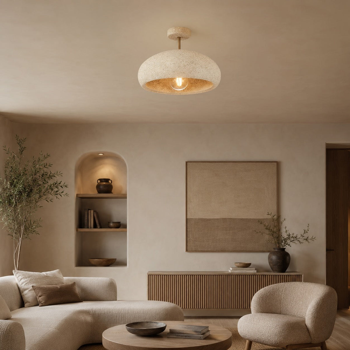 Wabi-Sabi Iron Semi-Flush Ceiling Light LED E27 Adjustable Colour Temp