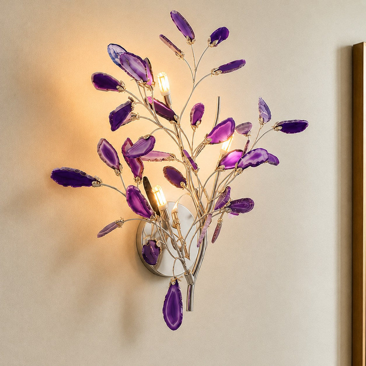 Contemporary Agate Wall Light Metal Fixture Wall