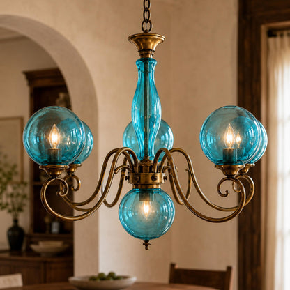 Glass Chandelier Hanging LED Light Fixture Adjustable