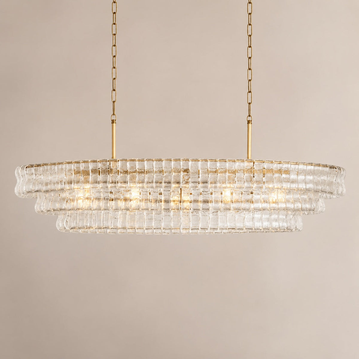 Oval Steel Chandelier Adjustable Hanging LED Light
