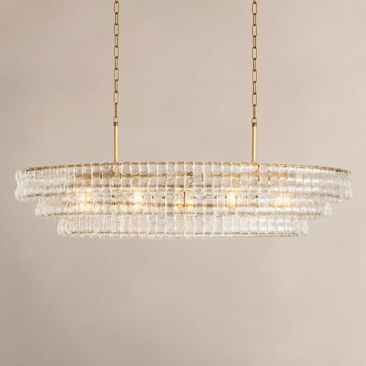 Oval Steel Chandelier Adjustable Hanging LED Light