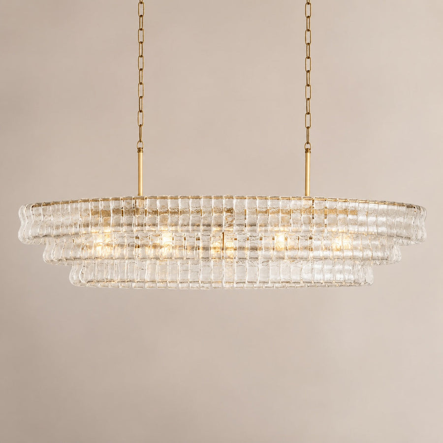 Oval Steel Chandelier Adjustable Hanging LED Light