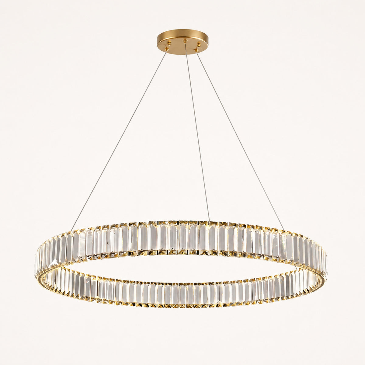 Crystal Chandelier Adjustable Hanging LED Fixture Round