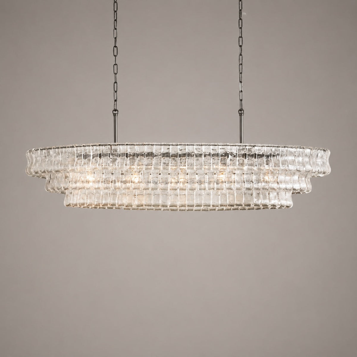 Oval Steel Chandelier Adjustable Hanging LED Light